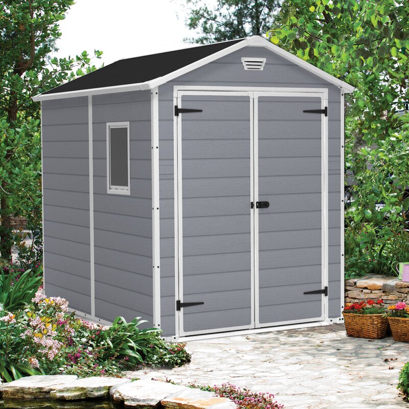 Keter Manor 6 ft. W x 7.5 ft. D Plastic Storage Shed 